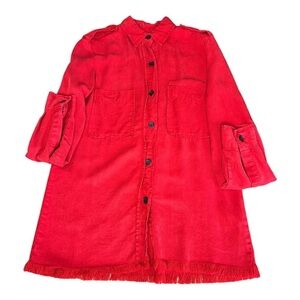 Zara Red Shirt XS frayed long Sleeve